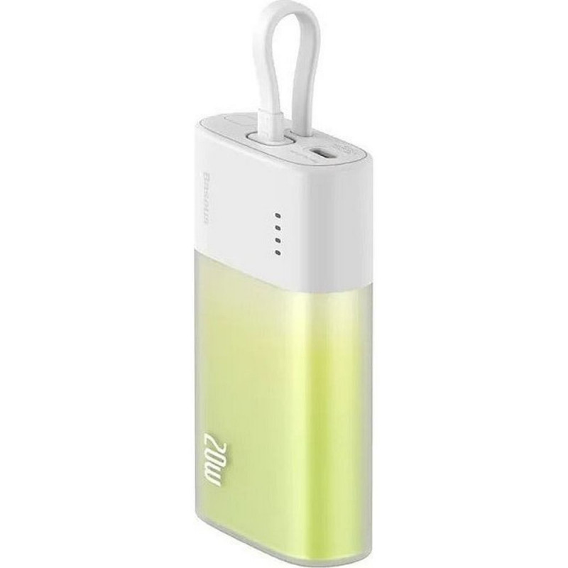Baseus Power bank PPKDC05I 5200 mAh so vstavaným káblom Lightning + kábel Typ C až Typ C PD QC 2,4A 20W bielo zelená Baseus Power bank PPKDC05I 5200 mAh so vstavaným káblom Lightning + kábel Typ C až Typ C PD QC 2,4A 20W bielo zelená