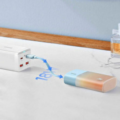 Baseus Power bank PPKDC05I 5200 mAh so vstavaným káblom Lightning + kábel Typ C až Typ C PD QC 2,4A 20W modro oranžová