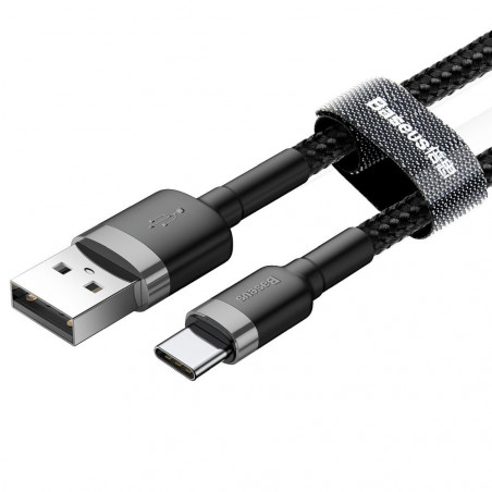 USB kabel Cafule Type C 3A 1M gray+black Čierny
