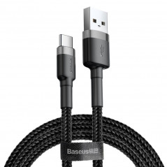 USB kabel Cafule Type C 3A 1M gray+black Čierny